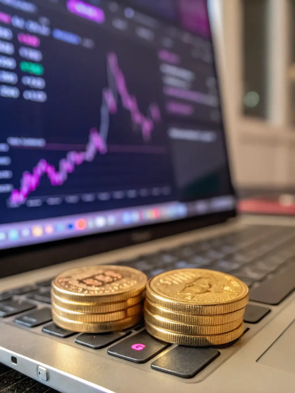 A close-up shot of CAKE tokens being staked on a digital platform, highlighting the potential for earning passive income.